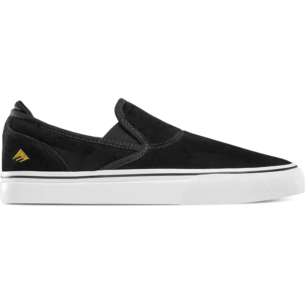 Emerica Wino G6 Slip-On Low-Top Vulcanized BLACK/WHITE/GOLD / 5 Skate Skateboarding Durable