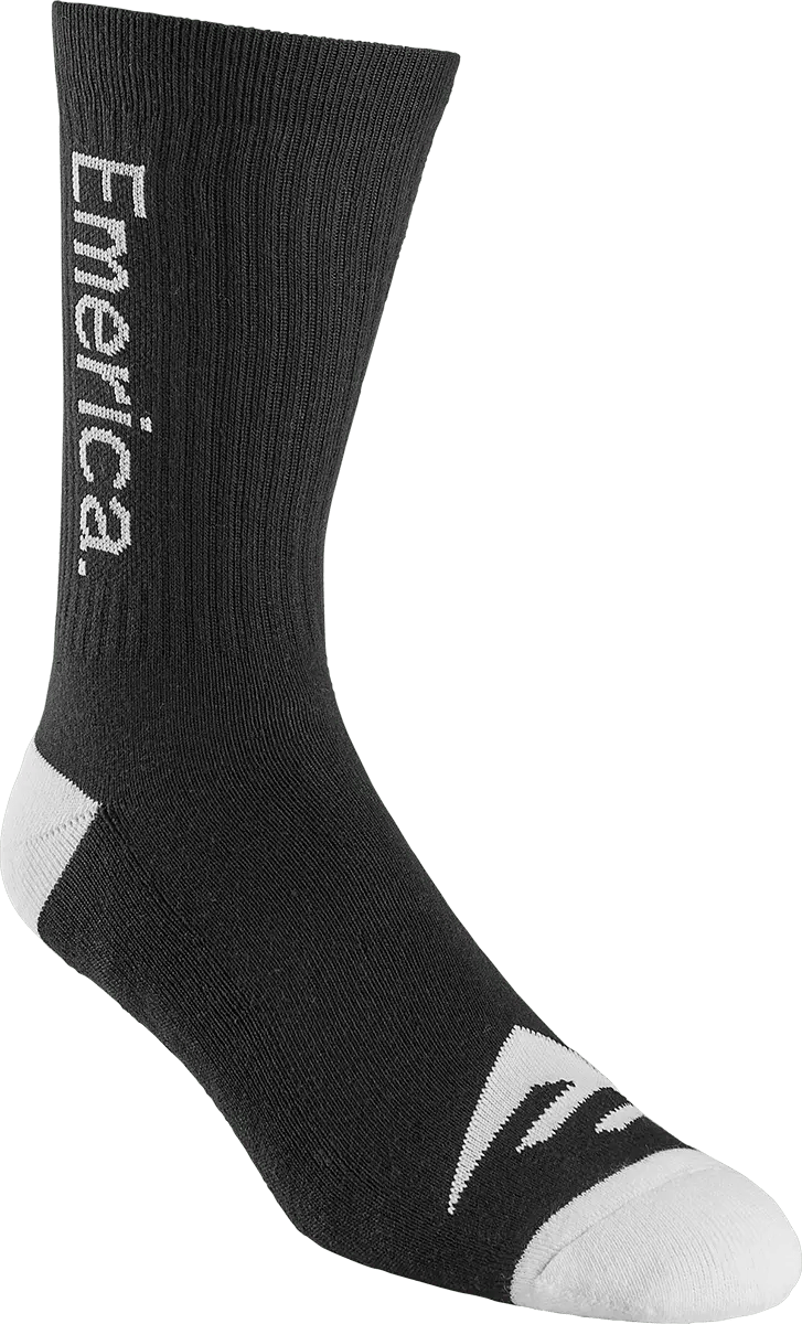 Emerica PURE CREW SOCK Crew Sock BLACK/WHITE / OS Skate Skateboarding Durable